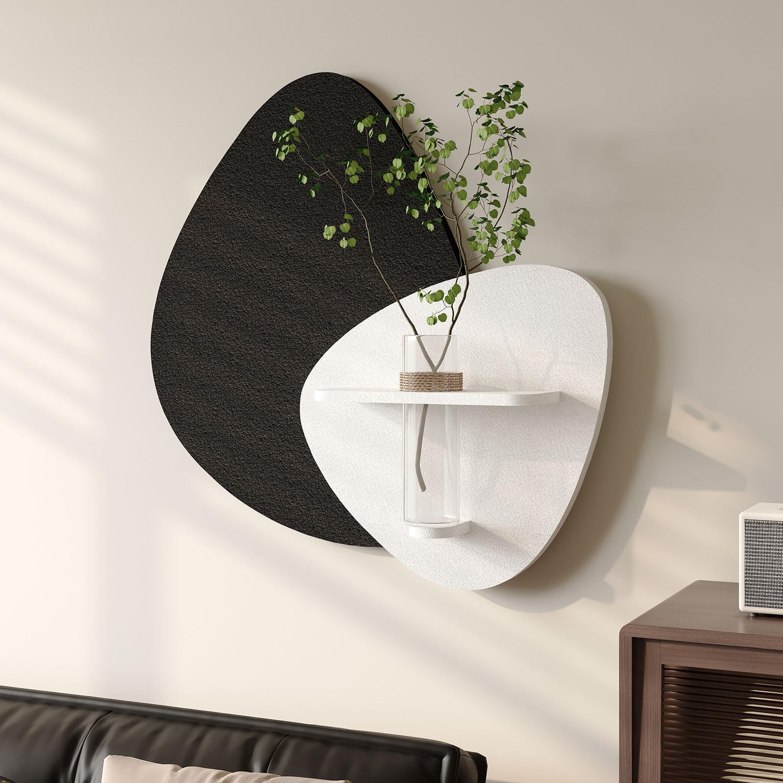 3D Textured Black and White Abstract Wall Art Decor with Vase, Modern Paintings Artwork for Walls-Minimalist Wall Decor for Living Room Hallway Dining Room Bedroom Office Decoration Aesthetic 24x24 In
