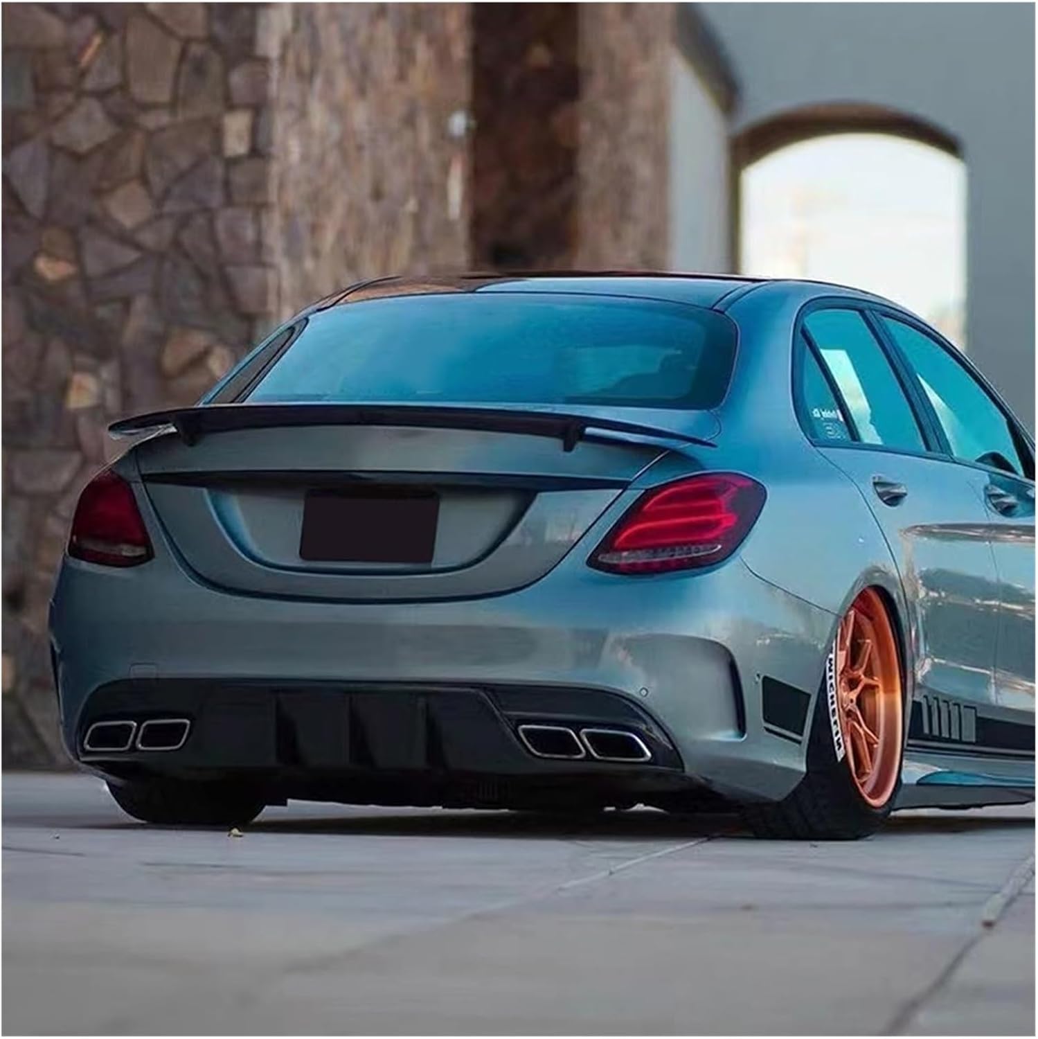 Rear Sport Spoiler Wing Body Kit Boot Lip Compatible with Mercedes Benz C W205 Sedan 4 Door and AMG C63 C43 2014-2022 Exterior Part Trim(4Door Glossy Black)