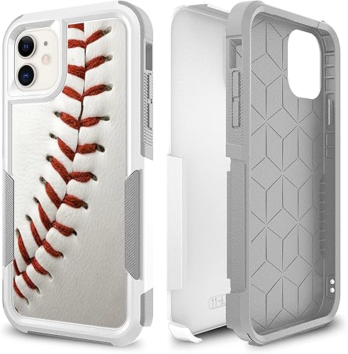 Case for iPhone 11, Baseball Fans Sports Pattern Shock-Absorption Hard PC and Inner Silicone Hybrid Dual Layer Armor Defender Case for iPhone 11