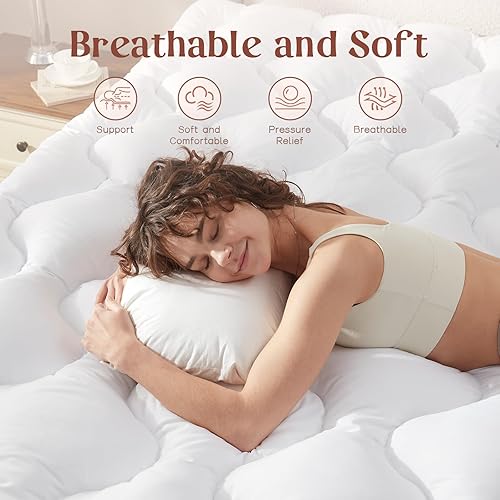 Miniatura 4 de Decroom Cubrecolchón de espuma viscoelástica de 4 pulgadas, tamaño Queen, relleno de espuma viscoelástica transpirable, suave y esponjoso de apoyo