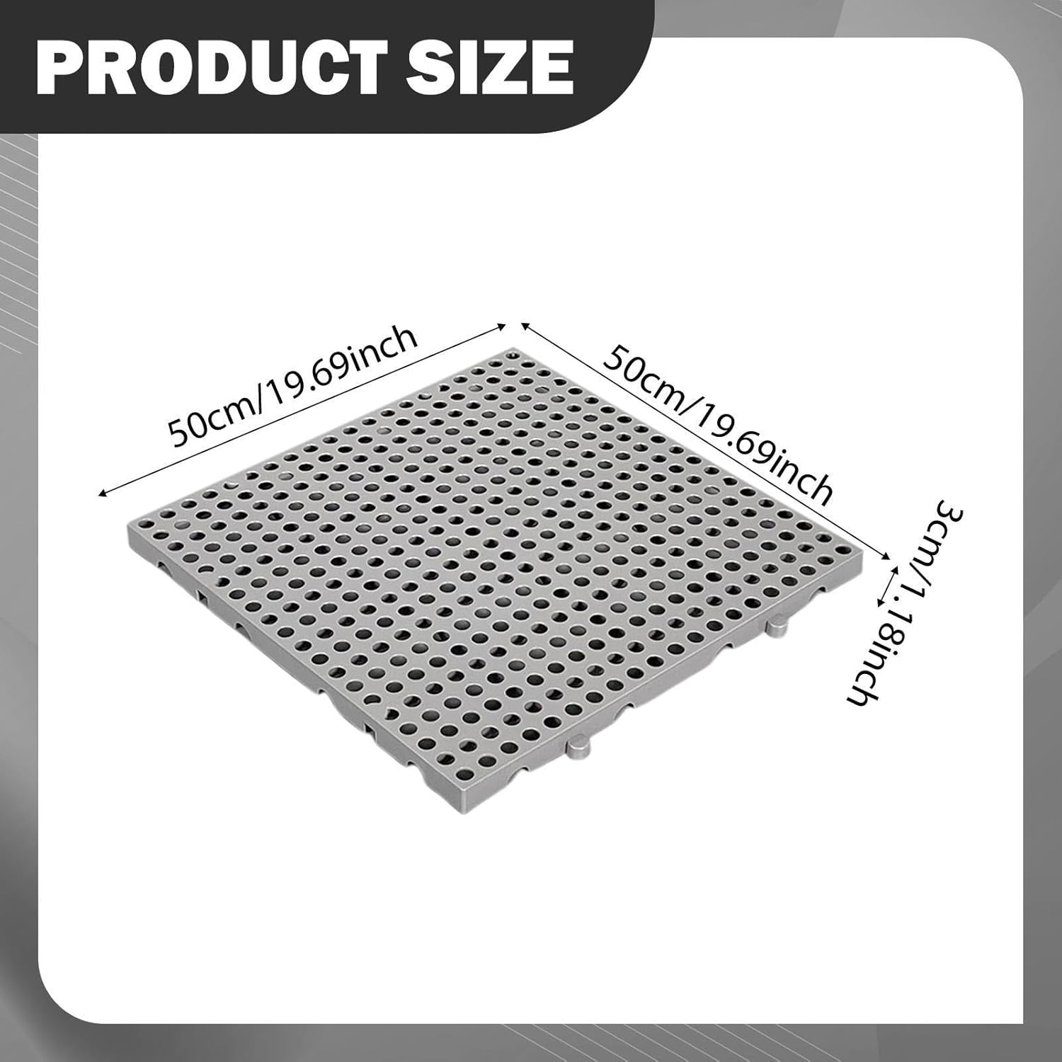 Milageto Pp Pallet Floor Pallet Reusable Breathable Grid Ventilation Pad for Supermarket Stage Platform Facilities Attic Indoor, Gray