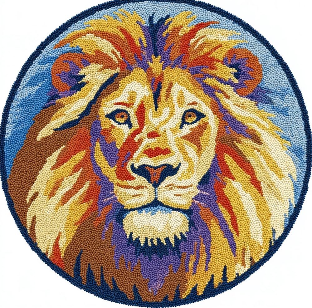 kitphoenix Rug Craft Kit Wild Lion Head Brown