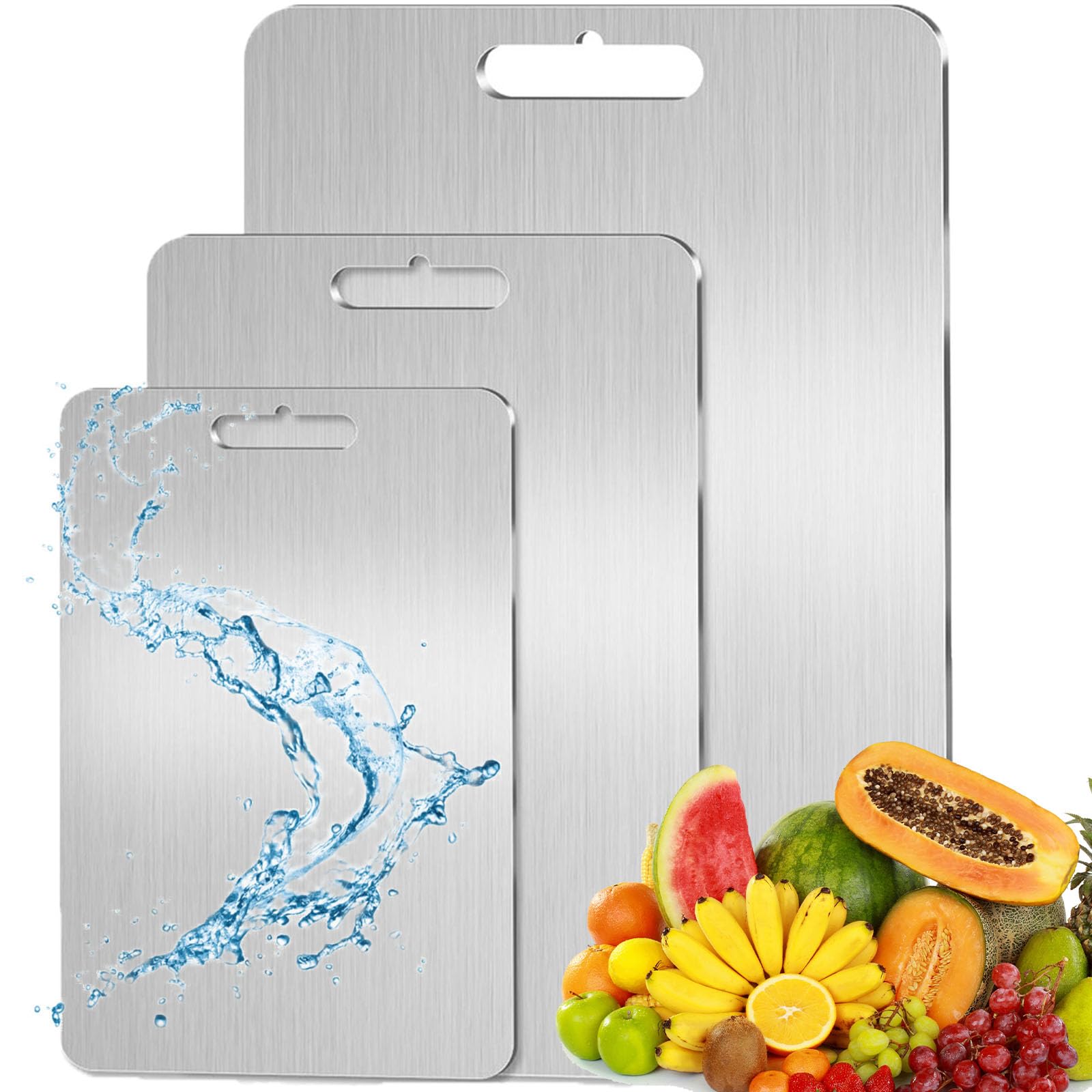 Tivano Cutting Board, Tivano Titanium Cutting Boards for Kitchen, Platinum Pure Titanium Cutting Boards for Kitchen, Non-Porous Durable Double and ...