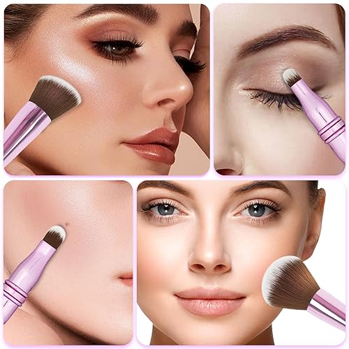 Miniatura 4 de Juego de brochas de maquillaje 4 en 1, brochas de maquillaje de viaje con estuche, brocha para base, brocha para rubor, cepillo para sombra de ojos,