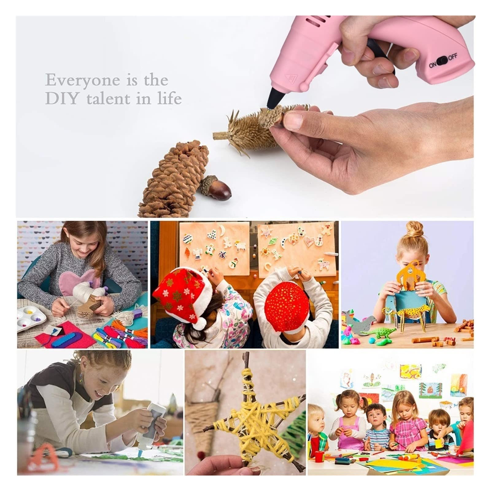 Bezprzewodowy Pistolet Do Klejenia Na Gorąco Dziecko Rękodzieło Domowe DIY Naprawa Użyj 7mm Klej W Sztyfcie Kleju 3.6V 60 Min Czas Użytkowania Szybkie Niezawodne Klejenie(SET-3)