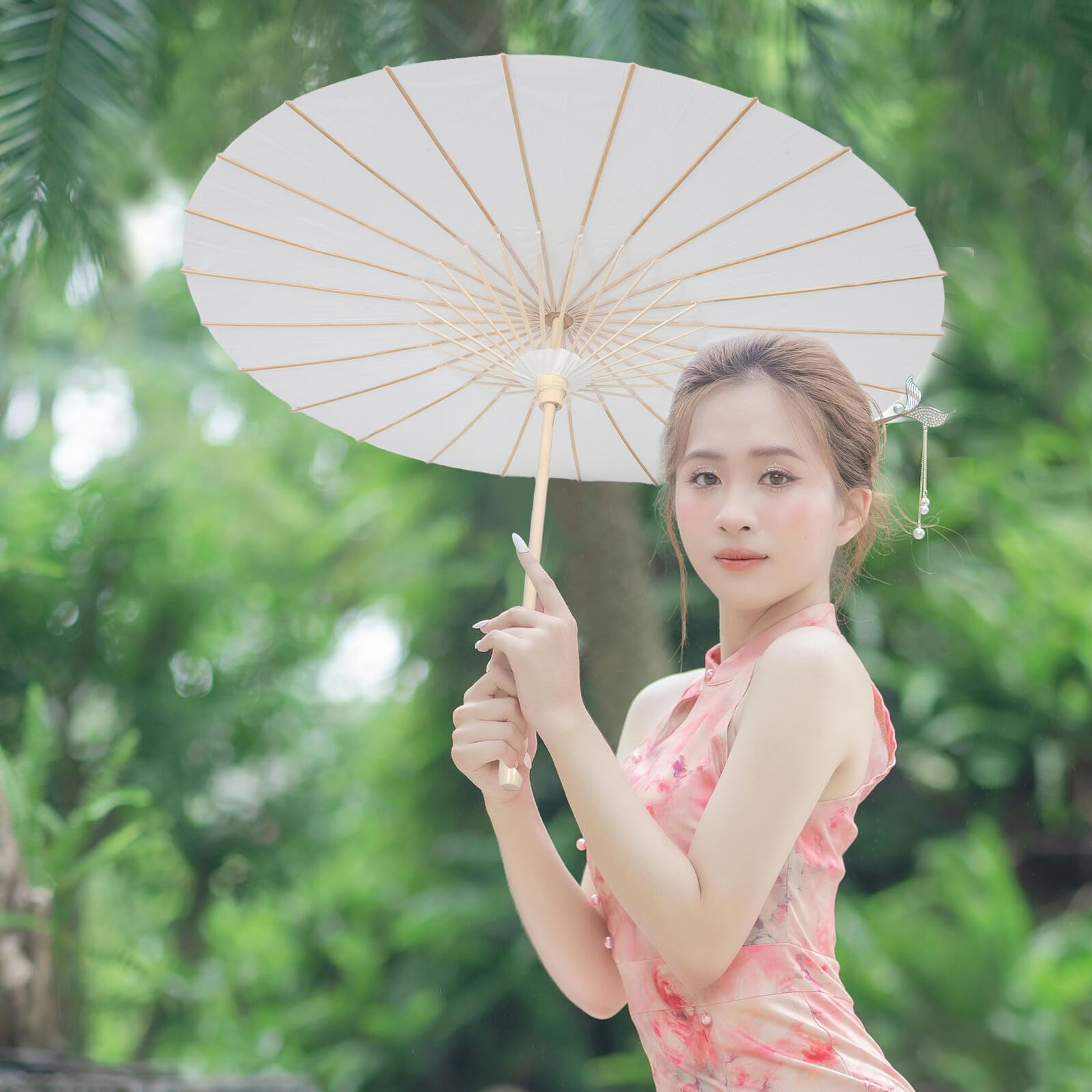 ORFOFE 4 Stück Weiße Papier-schirme Ø Chinesischer Stil Ölpapierschirm Wetterfest für DIY Hochzeit Deko Fotoshooting Party Brautdusche Tischdekoration