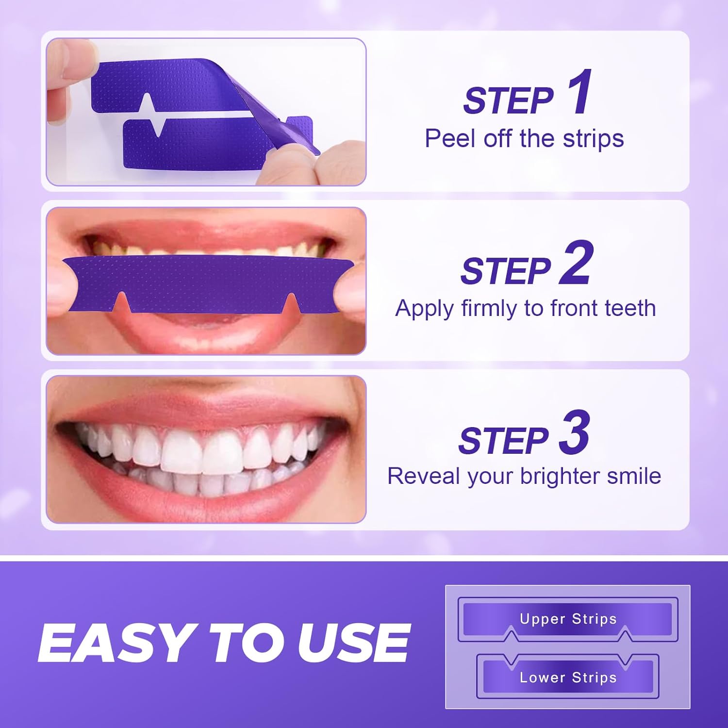 Purple Teeth Whitening Strips - 28 Teeth Whitener Strips (14 Uses) | Purple Color-Correcting Gel Technology | Teeth Whitening Kit for Sensitive Teeth | Enamel Safe, Peroxide-Free for a Brighter Smile