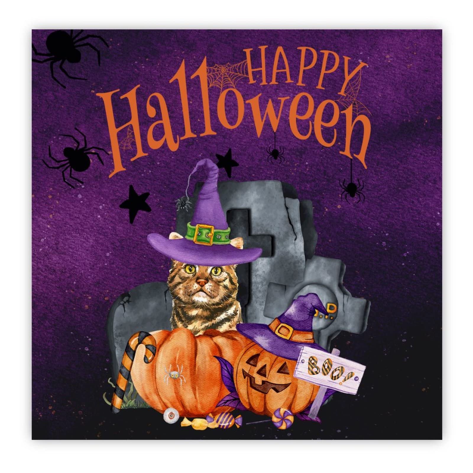 Panneau en bois Happy Halloween décoration citrouille lune corbeau style ferme rustique 30cm