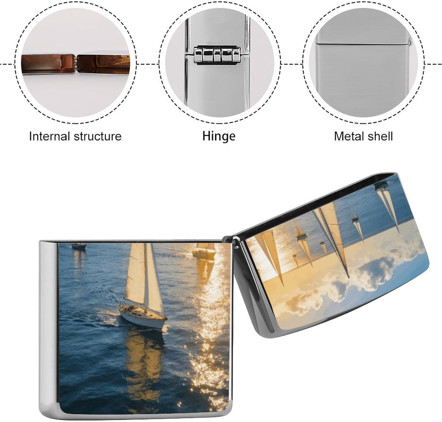 Sailboats Metal Lighter Case Cover Lighter Sleeve