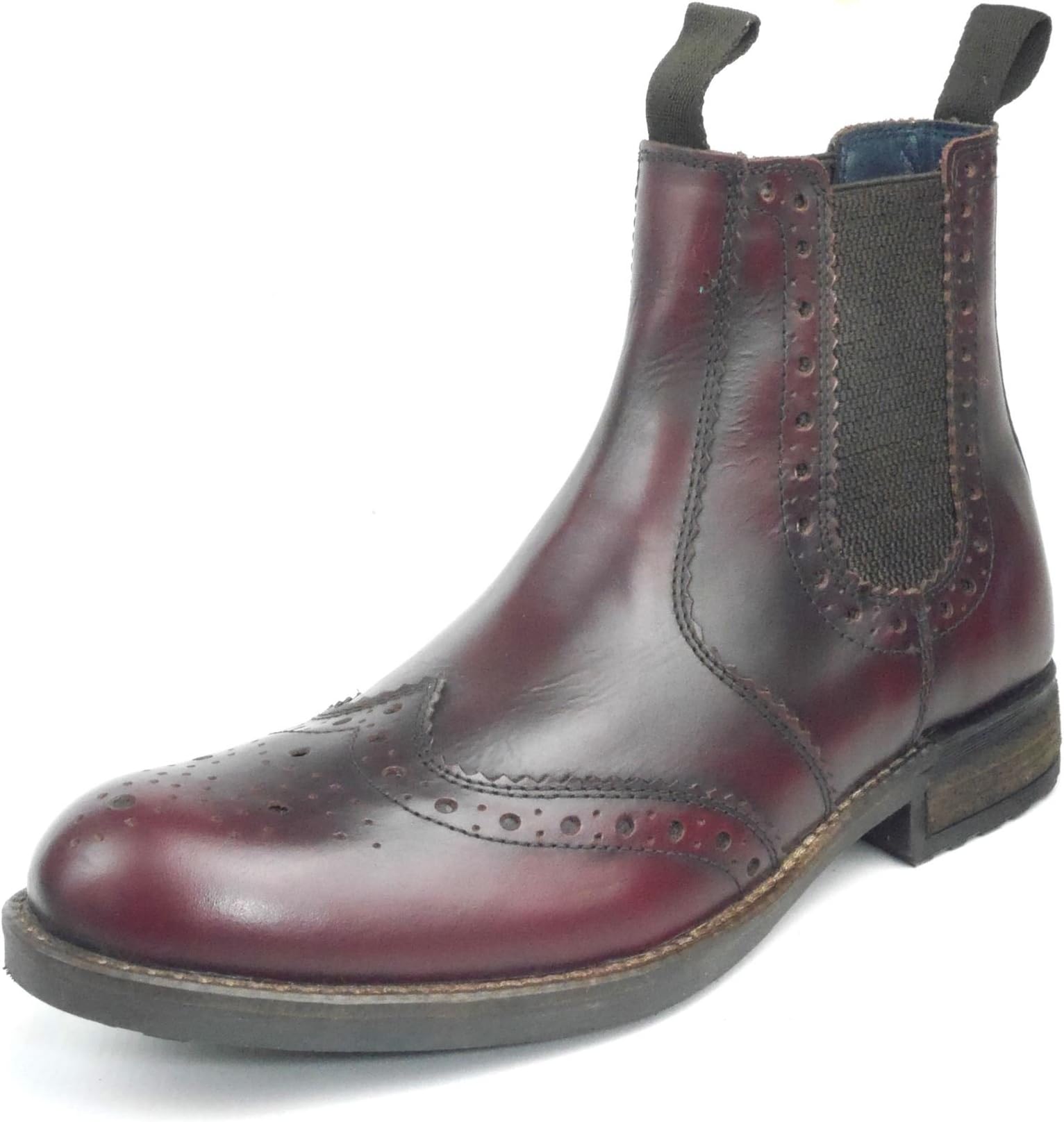 Frank James Chepstow Mens Brogue Chelsea Dealer Boots Tan or Bordo Cleated Sole