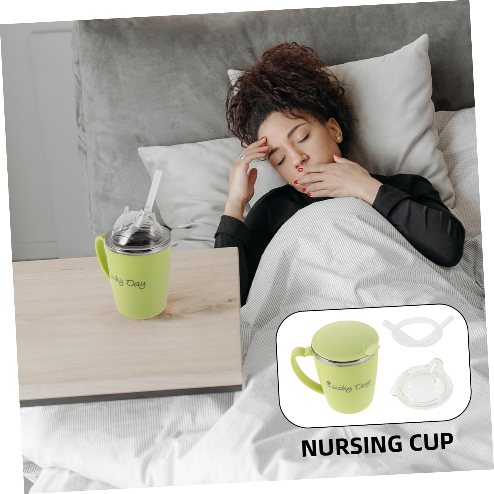 Vaso Para Personas Con Discapacidad: Vaso De Alimentación Con Papilla Para Convalecientes Con Pajita Para Embarazadas, Ancianos Y Personas Con Discapacidad Para Agua, Sopa Y