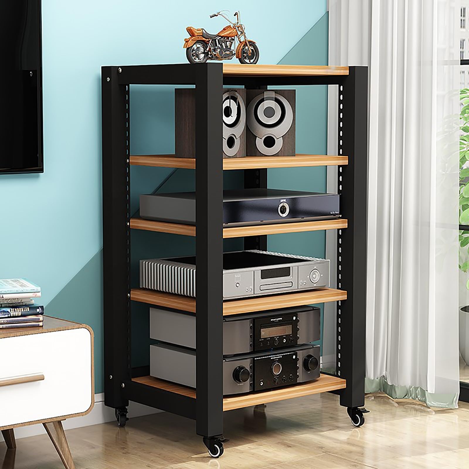 Scaffale da gioco per audio – Supporto per lettore di dischi CD/DVD per proiettore PS5 console di gioco e media – Mensola angolare 60 x 50 cm.