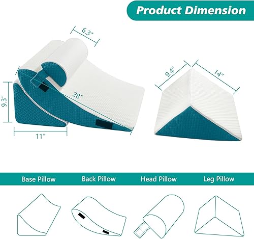 Miniatura 8 de Juego de 4 almohadas ortopédicas de cuña para cama  Almohadas poscirugía para aliviar el dolor de cuello, espalda y piernas  Almohadas de cuña para