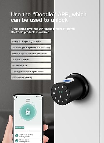 Miniatura 3 de Cerradura inteligente, perilla de puerta de huellas dactilares, cerrojo WiFi integrado, entrada sin llave, cerraduras de puerta electrónicas, fácil