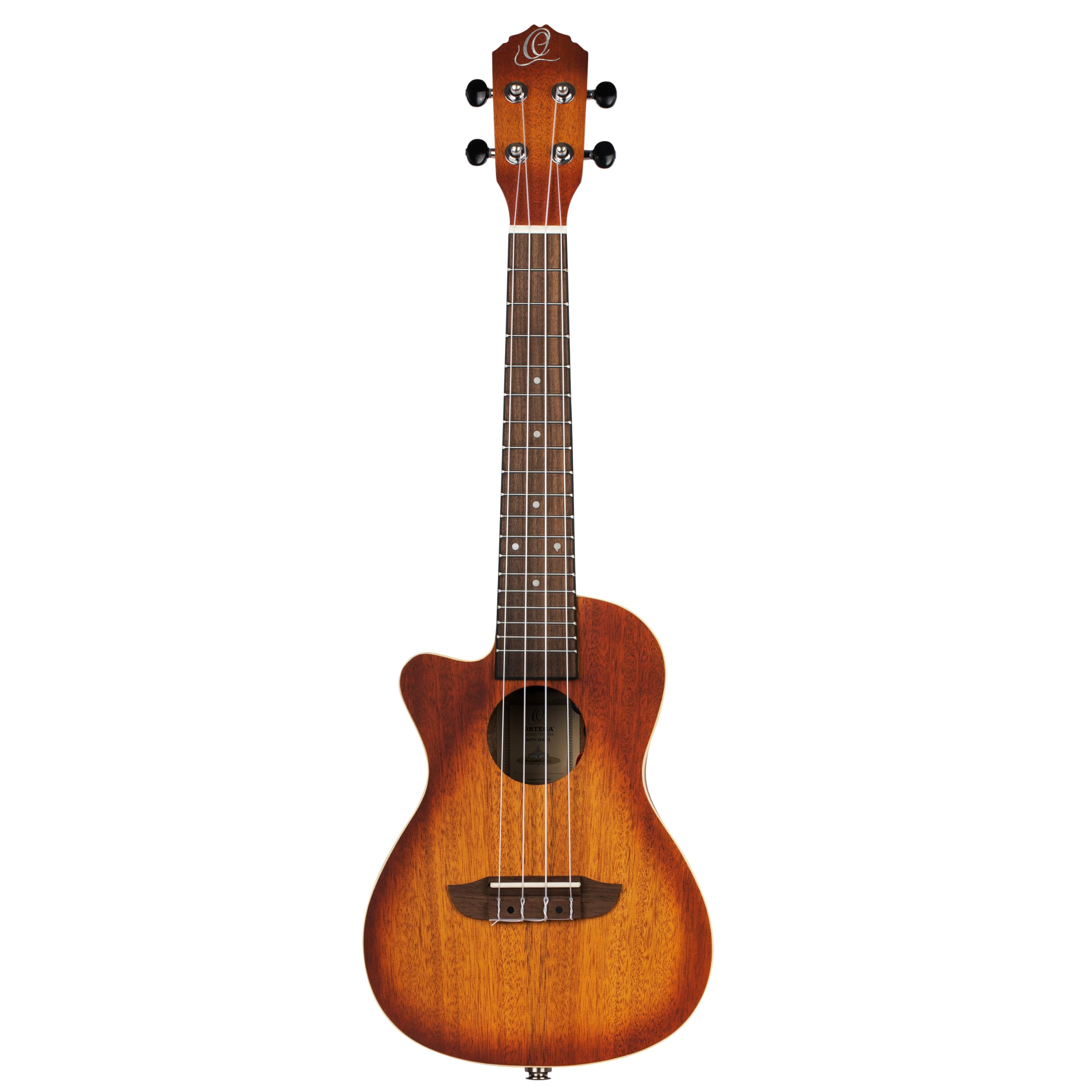Ortega Guitars Ukulele Koncertowe Leworęczne – Elektro-akustyczne – Seria Earth – z Wycięciem – Okoume, Kolor Brązowy (RUDAWN-CE-L)
