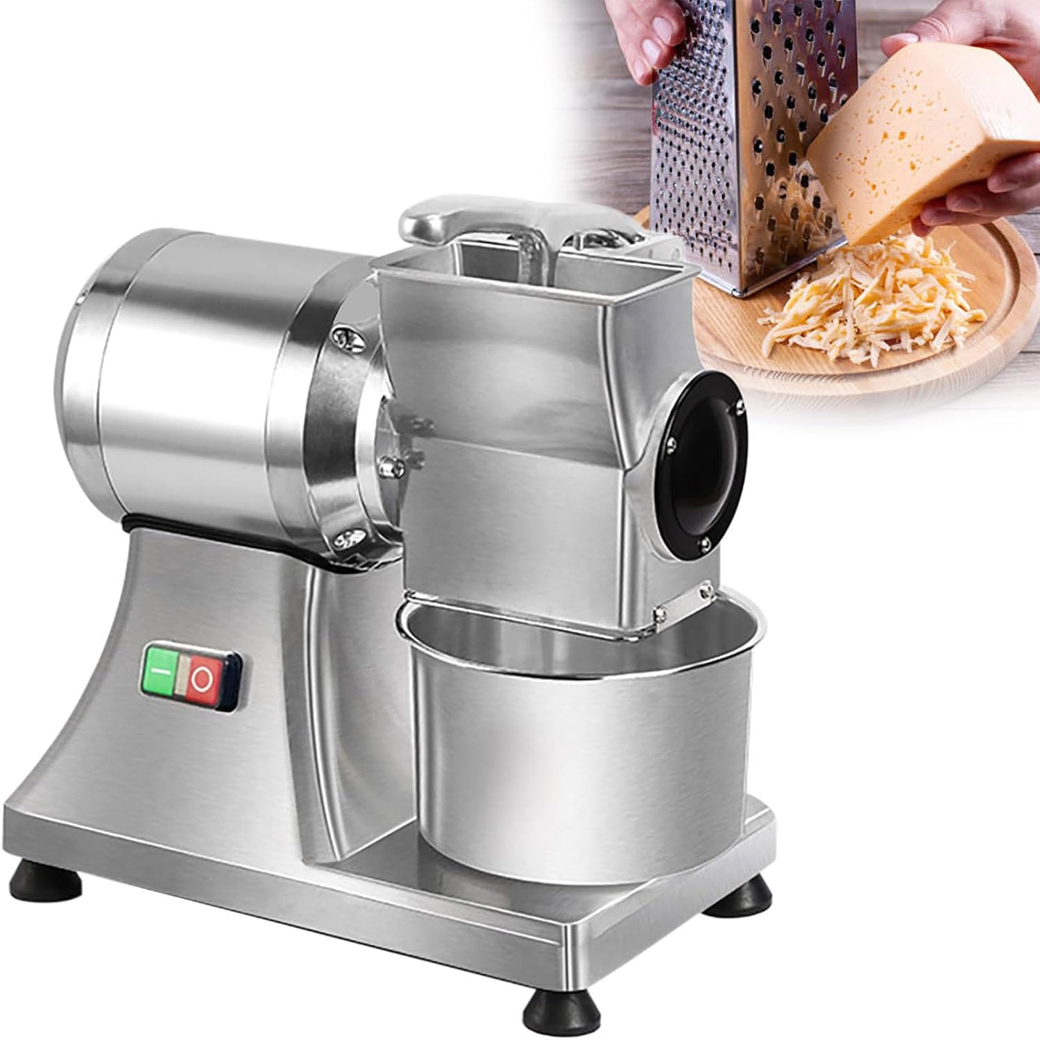 Electric Cheese Grater, 550W Commercial Electric Cheese Grater Grinder, Heavy Duty Food Shredder for Butter, Cheese, Pepper, Feed port size:14CM (length) X8CM (width)