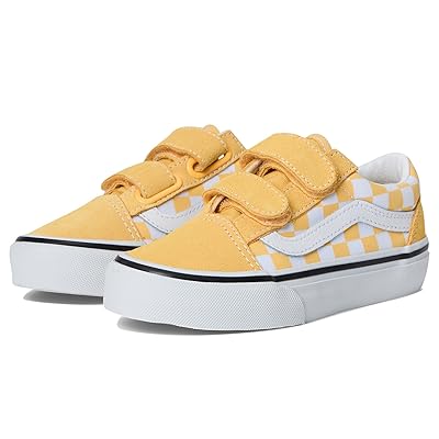 Vans Kids Old Skooltm V (Little Kid) Kids Shoes Color Theory Checkerboard Banana Cream