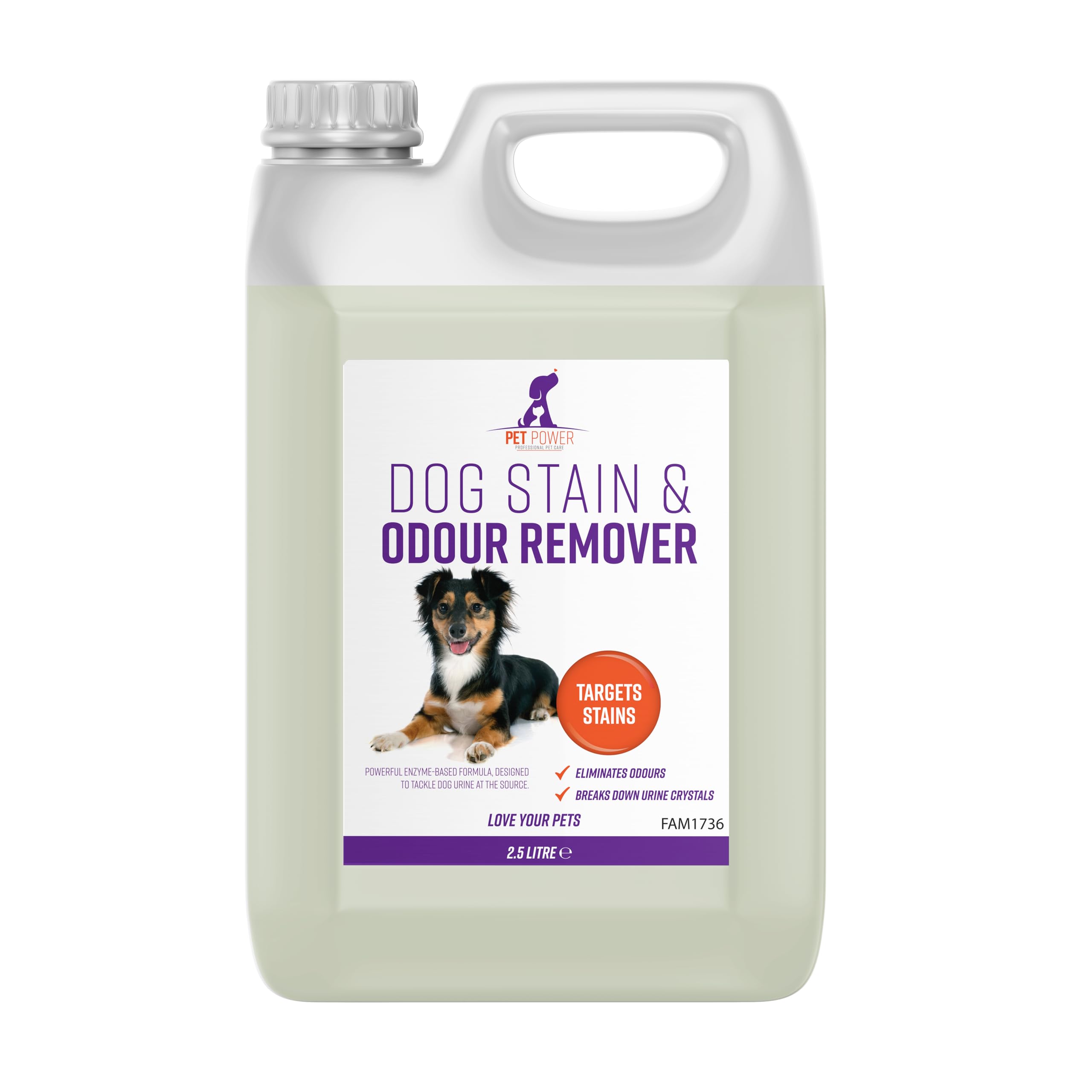 Pet Power - Dog Urine & Odour Remover - 2.5L Enzyme Cleaner - Eliminates Puppy Accidents, Vomit & Bedding Smells - Safe for Pets Once Dried - Carpet, Sofa & Floors