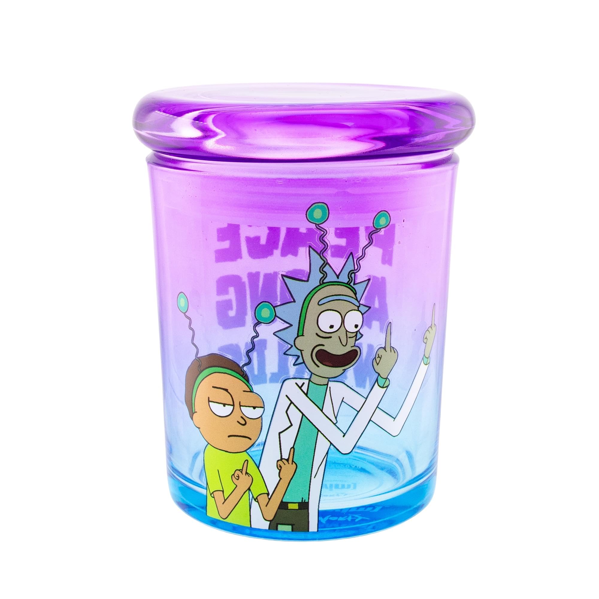 JUST FUNKY Rick and Morty Peace Among Worlds 6 Ounce Glass Jar with Lid