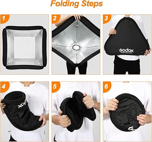 Vista 8 de Godox Caja de luz portátil plegable de 32 x 32 pulgadas con soporte S2 Speedlite y rejilla de panal para estudio de fotografía, flash