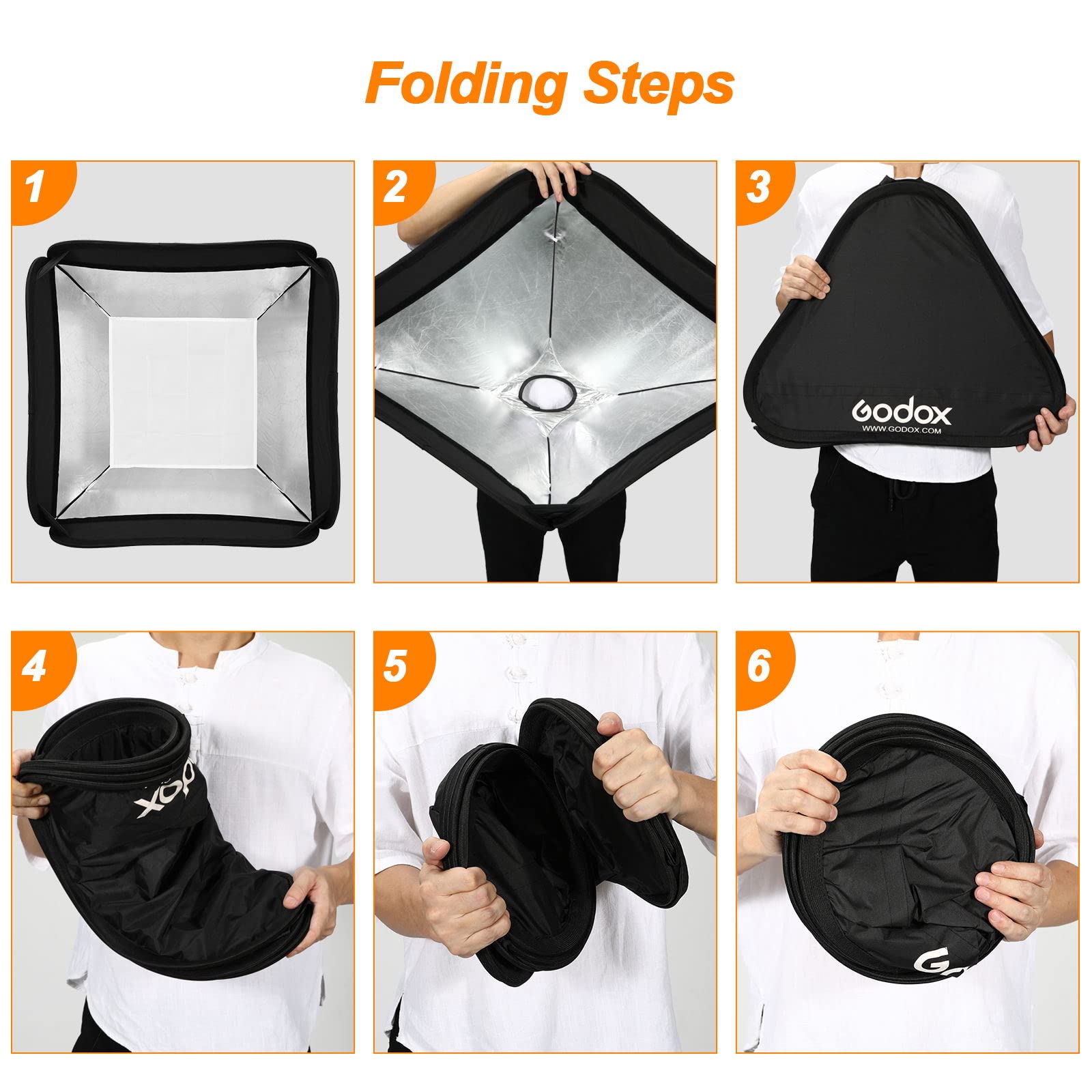Godox Softbox pieghevole portatile con staffa S2 Speedlite Bowens e griglia a nido d'ape per studio fotografico, flash stroboscopico, Speedlite Speedlight, 80 x 80 cm