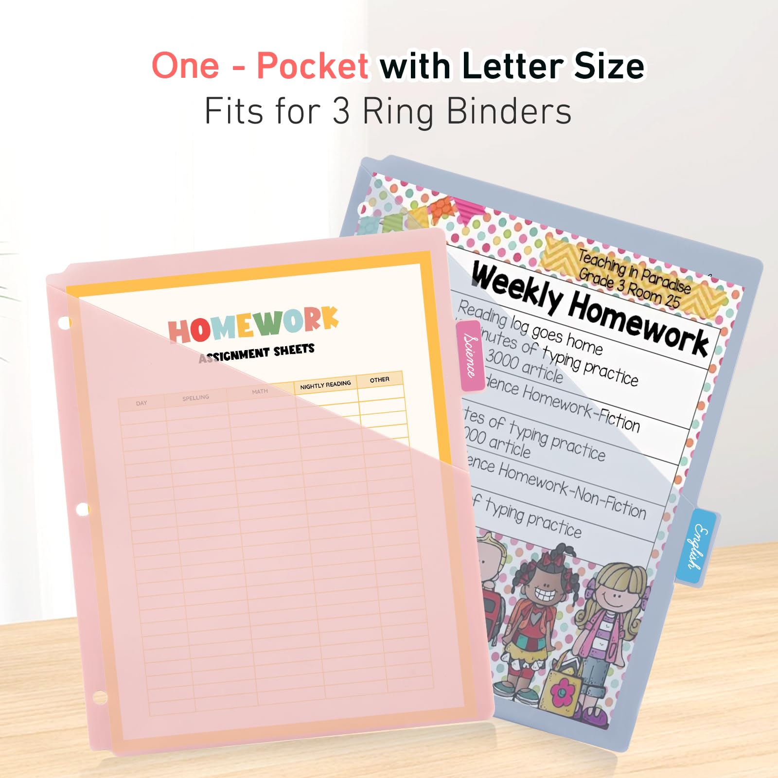 Ringbücher mit 6 Registerkarten für 3-Ringordner, 60 Stück, Register mit einer Tasche, Briefgröße 21,6 x 27,9 cm, Morandi-Farben, 10 Stück