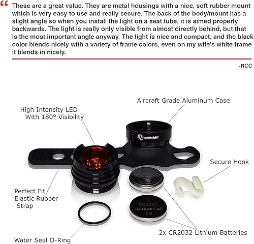Miniatura 8 de Stupidbright Juego de luces micro LED con correa delantera y trasera para bicicleta, luces para patineta y longboard (paquete de 2)