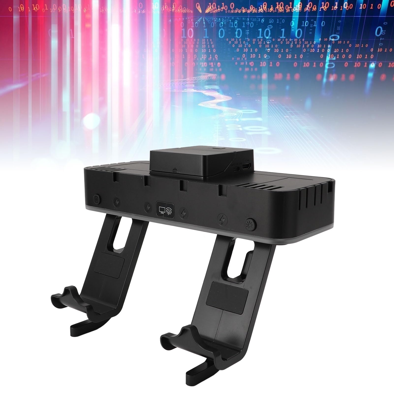 Base de Carga de Pared para Consola de Juegos Estante para Kit de Montaje en Pared con Puertos HDMI 1080P 60Hz, Soporte de Almacenamiento para 10 Juegos, Iluminación RGB,