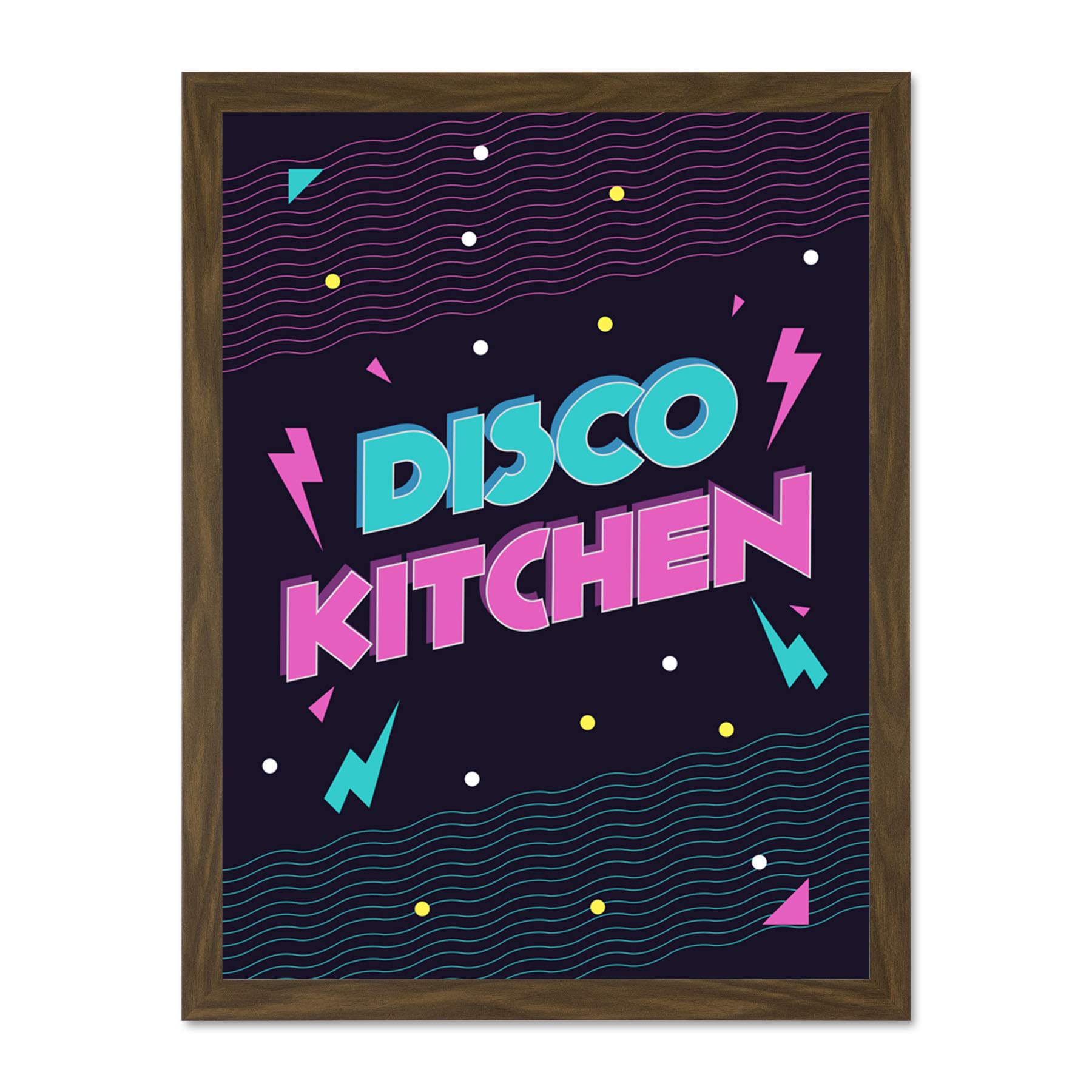 Wee Blue Coo Disco Kitchen 80s Large Framed Art Print Wall Poster 18x24 inch