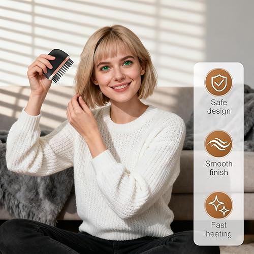 Miniatura 7 de Mini alisador de pelo, cepillo portátil para alisar el cabello, mini cepillo alisador caliente con 3 modos de calor de velocidad, alisadores de pelo