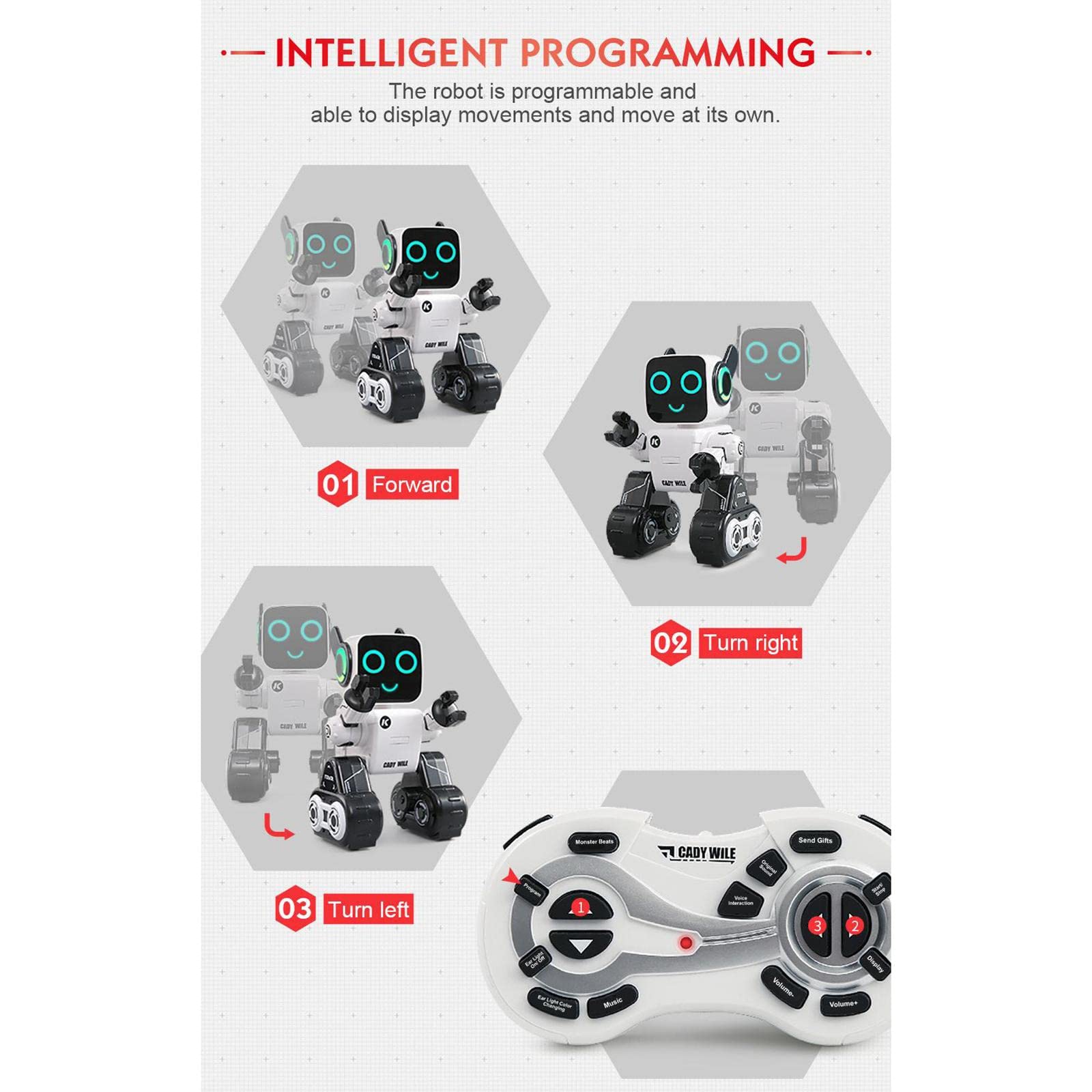 Robots para Niños, Robot de Juguete con Control Remoto, Robot Interactivo Inteligente con Luz LED, Habla Y Realiza Movimientos de Baile. Robot RC, Blanco