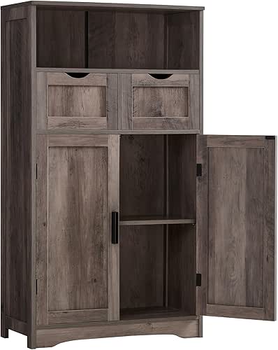 Iwell Storage Cabinet with Adjustable Shelf, Bathroom Cabinet with Doors,