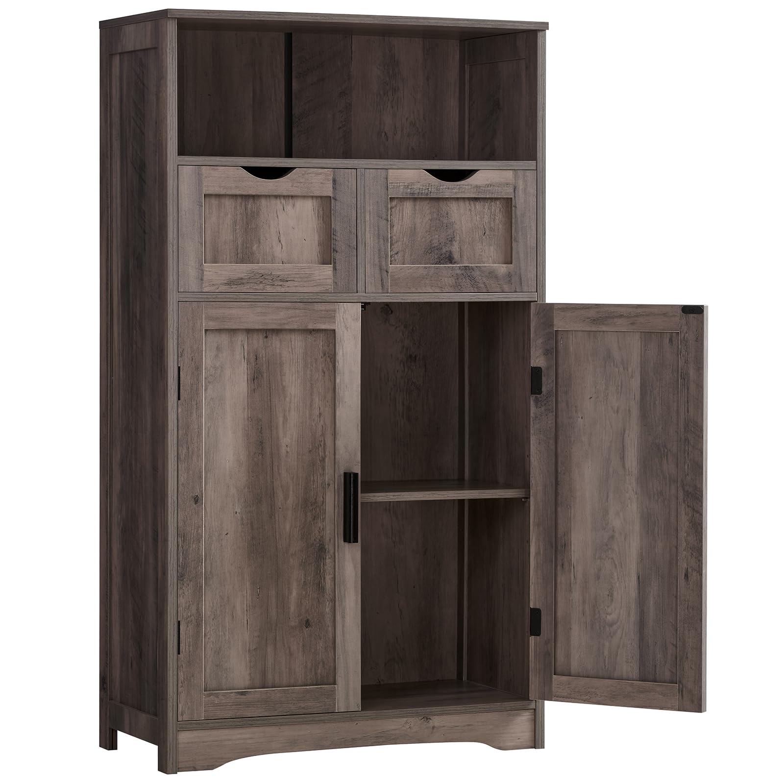 Iwell Storage Cabinet with Adjustable Shelf, 42.5"H Dark Gray, 2 Doors, 2 Shelves, Kitchen, Living Room, Home Office