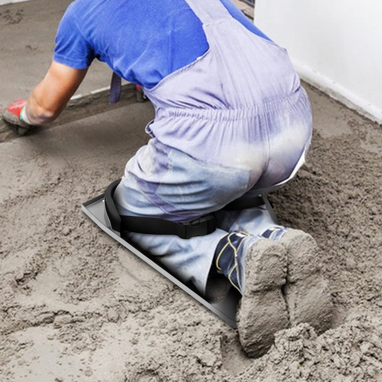 Concrete Knee Boards, Stainless Steel Knee Pads Slider, 30'' x 8'' Kneeler Board, Concrete Pair Moving Sliders with Board Straps, Built-in Toe Brackets Concrete Slider Tools for Construction Work