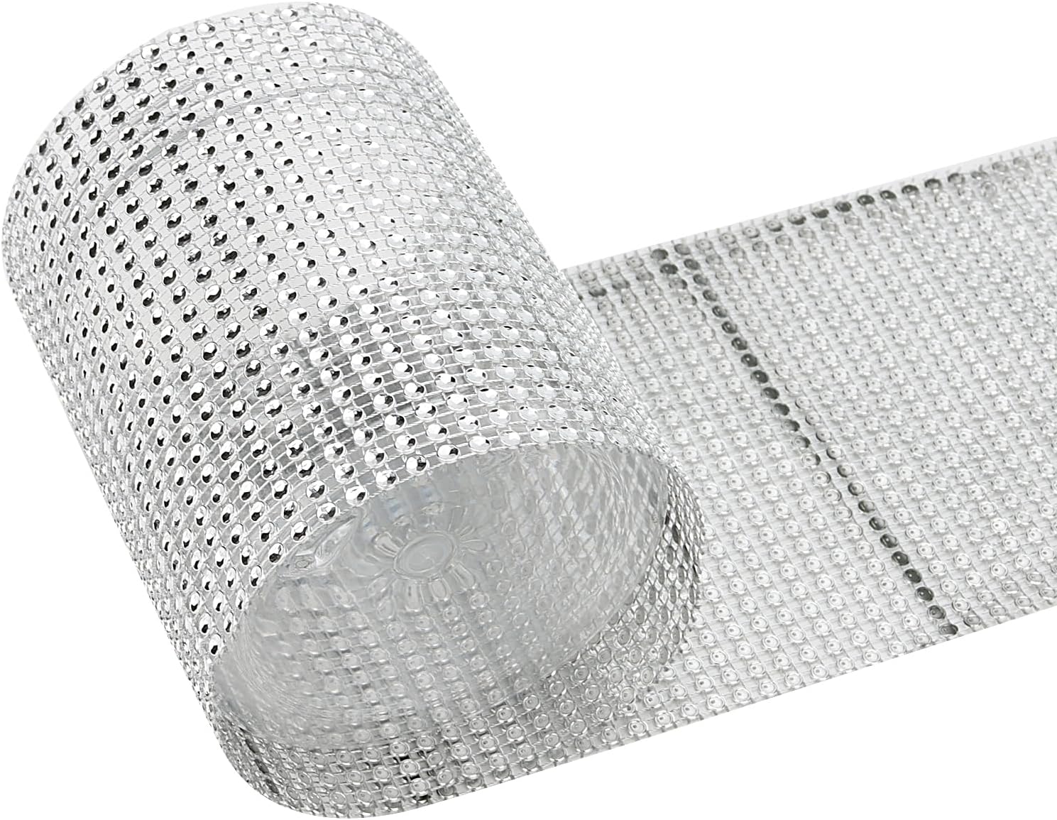 SOUJAP 3 Rolls 10 Yards 24 Row Acrylic Rhinestone Ribbon, 4.7 inch Silver Diamond Mesh, Bling Wrap for DIY Crafting Making Decorations Party