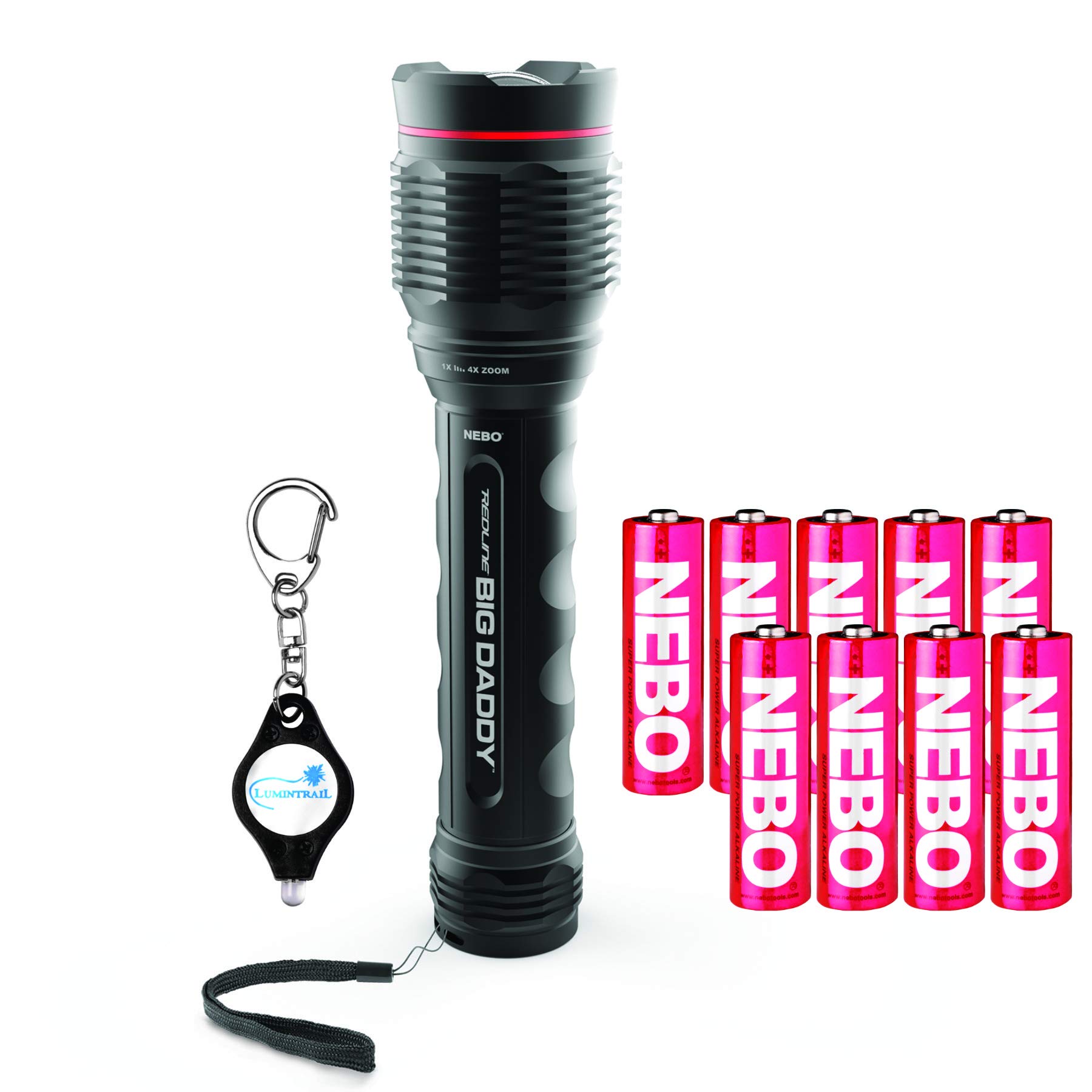 nebo 6692 flashlight NEBO 6692 - Redline Big Daddy - 2000 Lumen Flashlight - Completely  Waterproof - 4X Adjustable Zoom - 5 Unique Light Modes