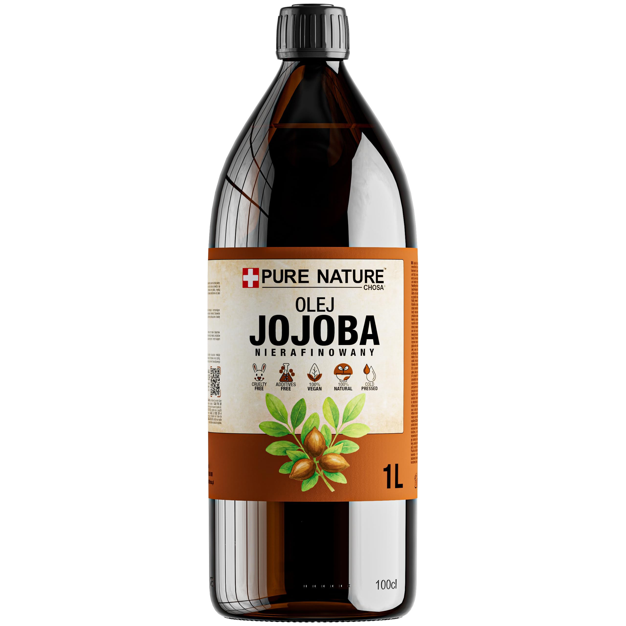 PURE CHEMICAL - Organiczny olej jojoba 1L - tłoczony na zimno - czysty - do twarzy, skóry, włosów, brody i paznokci - wegański olej jojoba - do twarzy i ciała - przeciwzmarszczkowy - naturalny (1L)