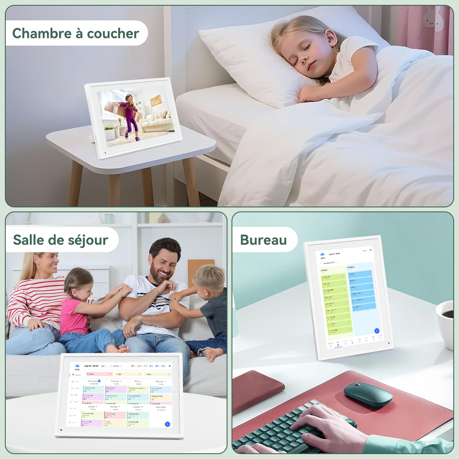 TABWEE P10 WIFI Calendrier Numérique pour Famille et conférences - Cadre Photo Numérique, 10,1'' Calendrier Alzheimer, Sync Horaires & Partage Moments via Mobie App