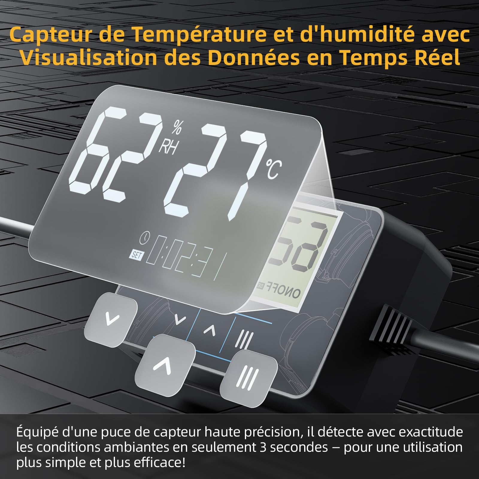 Extracteur d'air Intelligent 100 mm avec télécommande, minuterie et capteur de température et d’humidité, Double roulement à Billes, débit 367 m³/h, pour Tente de Culture, hydroponie, Garage