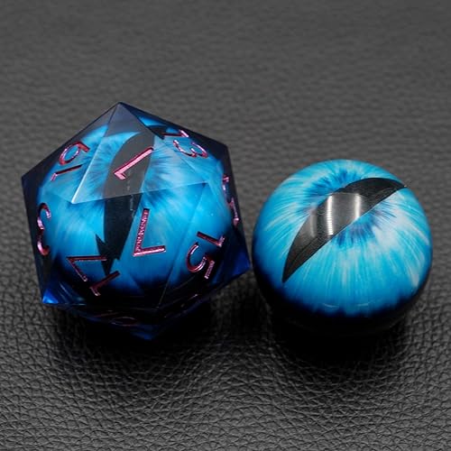 Miniatura 3 de Sharp Edge Eyeball D20 - Dados grandes individuales con estuche de regalo, dados de ojo móvil de dragón para Calabozos y Dragones (globo ocular azul