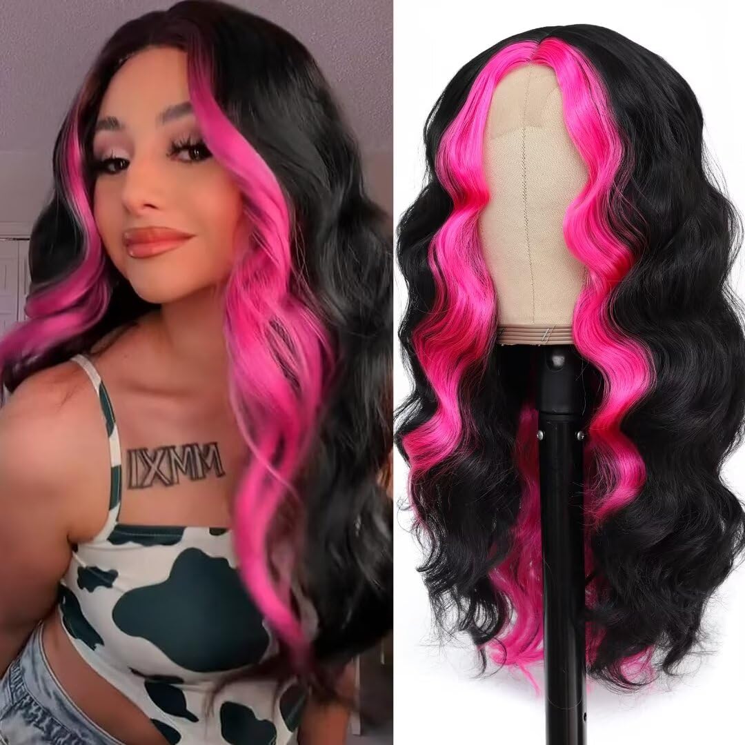 ?ALAINA Black & PINK WIG *NWT* Amazon.com : YMS Pink and Black Lace Front Wigs - Human Hair  main image 3