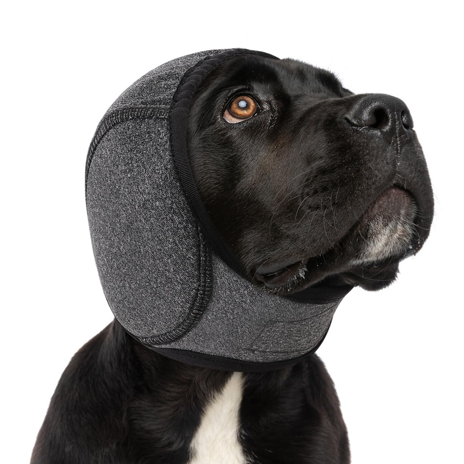 SUNFURA Dog Calming Hoodie - Anxiety Relief Quiet Ears for Dogs, Pet Ear Cover Muffs Noise Protection, No Shake Cat Head Wraps Hematoma for Grooming, Force Drying, Bath, Grey S