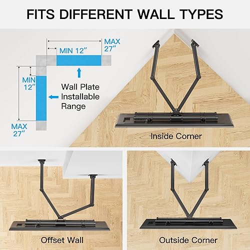 Miniatura 6 de PERLESMITH Soporte de pared esquinero para TV de movimiento completo, soporte de esquina para televisores de pantalla LED de 37 a 70 pulgadas, LCD