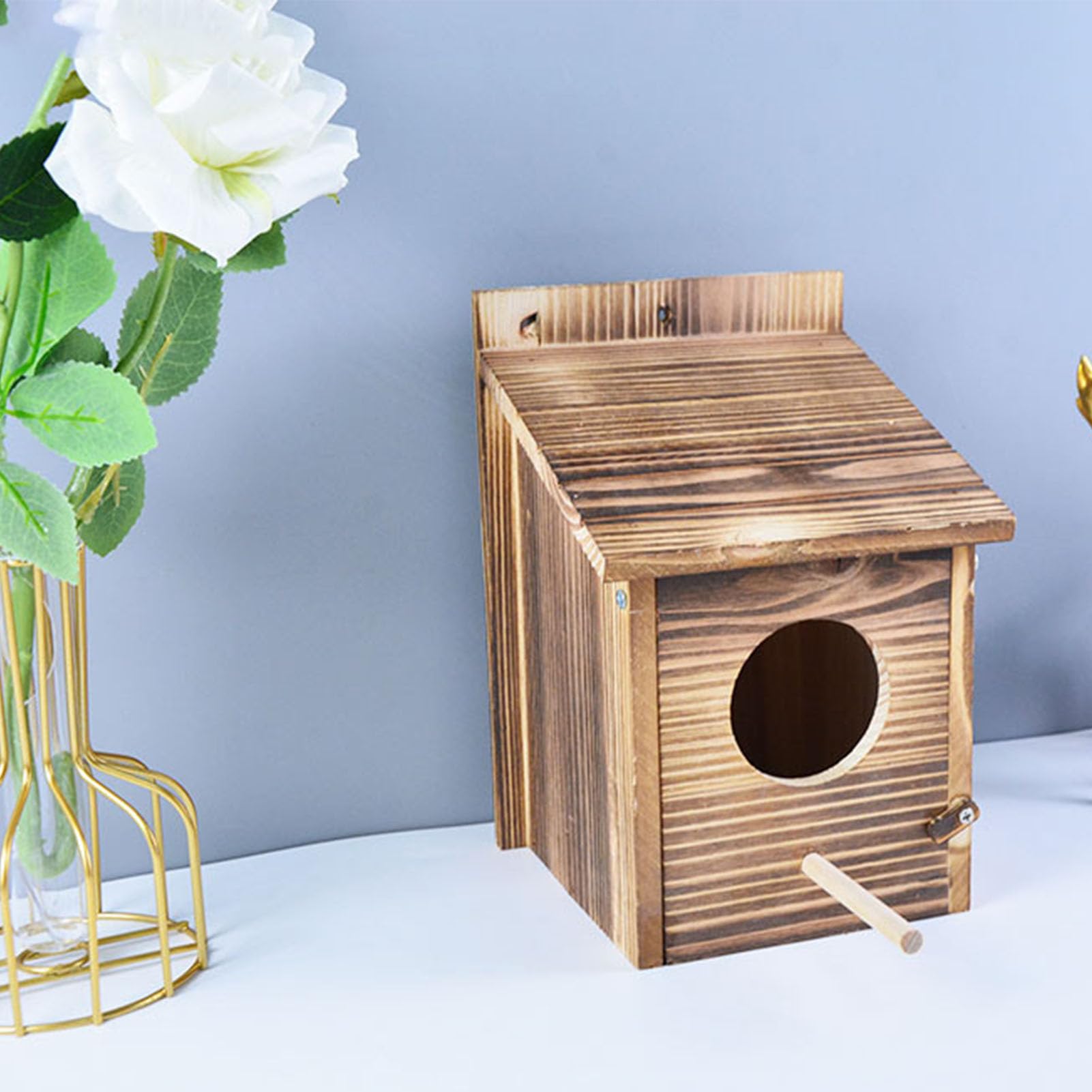 Boîte à Oiseaux Chouette En Bois Massif – Nichoir Crécerelle & Oiseaux – Ouverture Ronde – Fait Main