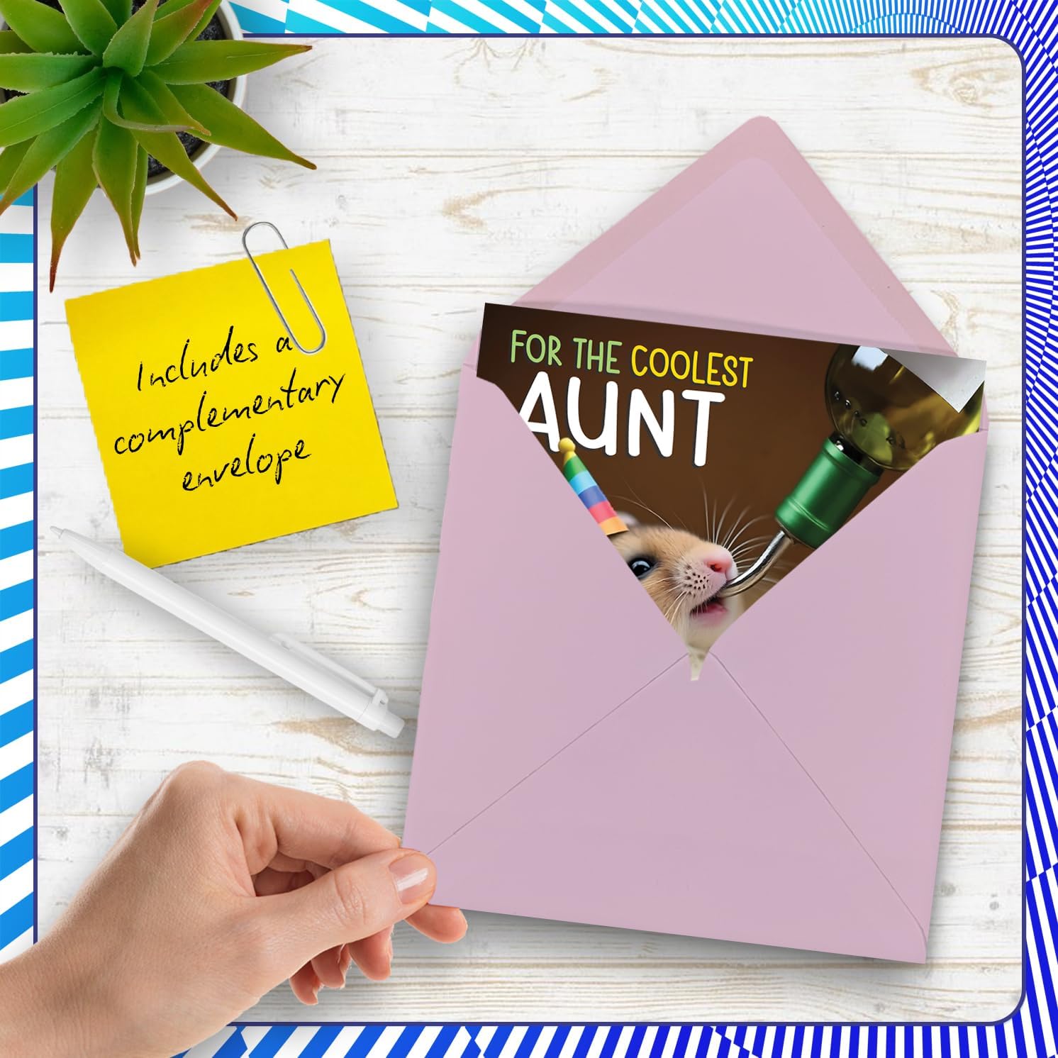 Stuff4 Aunt Birthday Card - Ham-somely - Happy Birthday Card for Aunt from Nephew Niece, 5.7 Inch Hamster Bday Greeting Cards