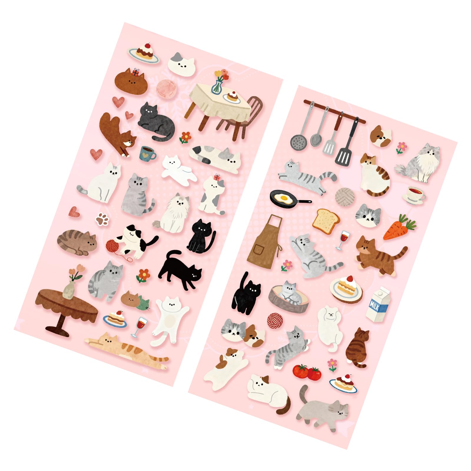 Cartoon Kitten Sticker Children Reward Sticker for Journaling Notebook Phone Cover Laptop Classroom Art Craft Project Handbook Decoration
