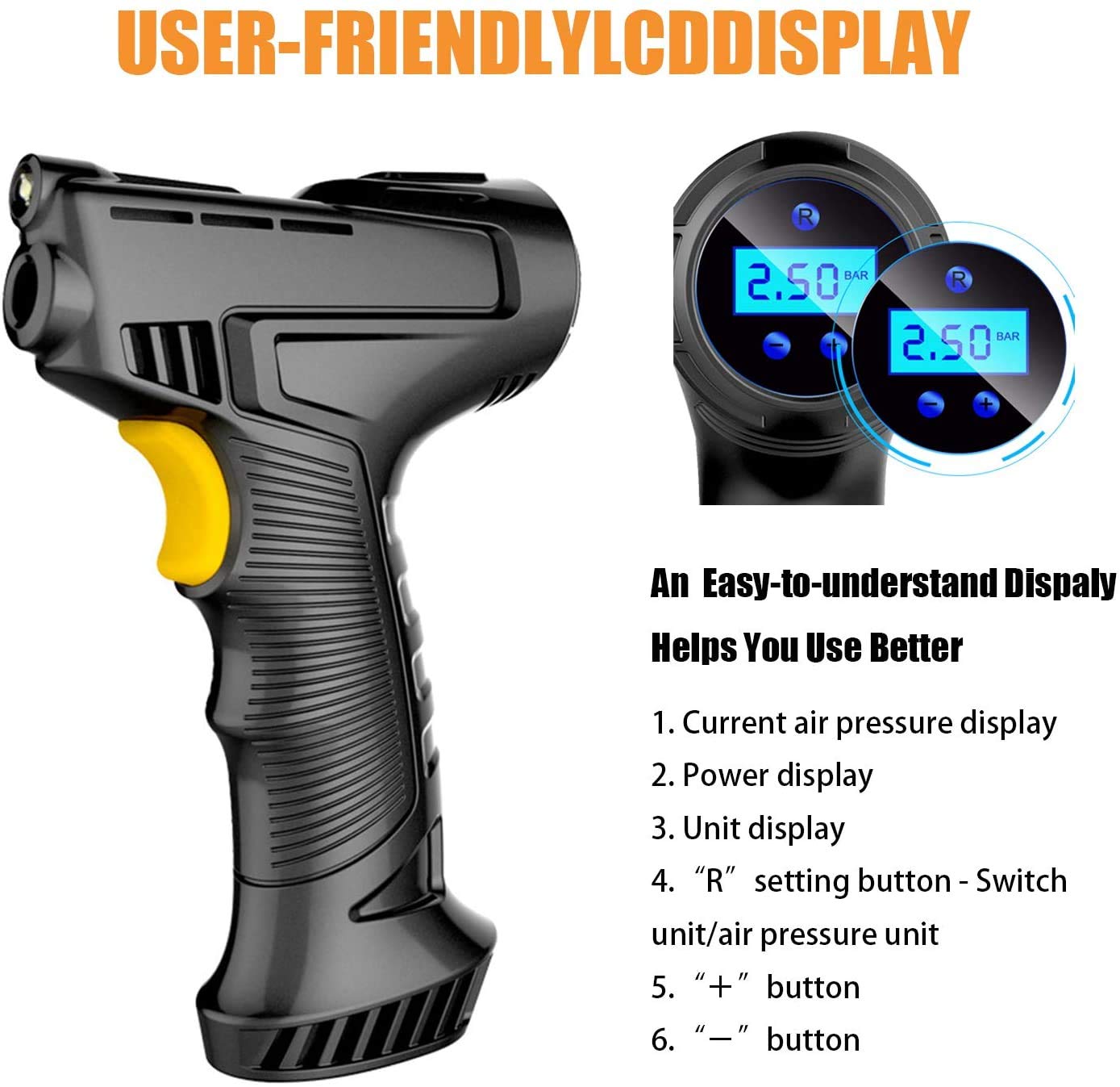 Compressore Aria Portatile Auto Con Manometro Digitale LCD - Gonfiaggio 35S, Luce LED, Da Accendisigari - Foto 9