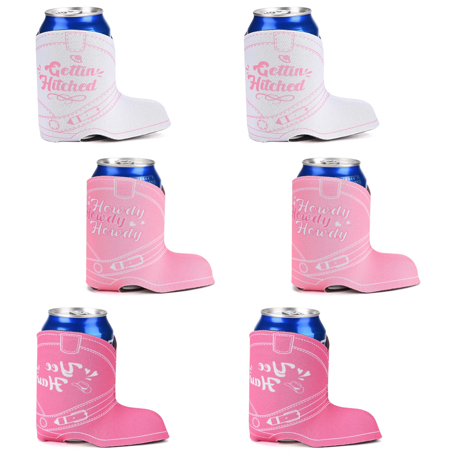 Cute Boot Drink Holders 6 Pack - Insulated Neoprene Can Sleeves For Cowgirl Bachelorette Parties - View #11