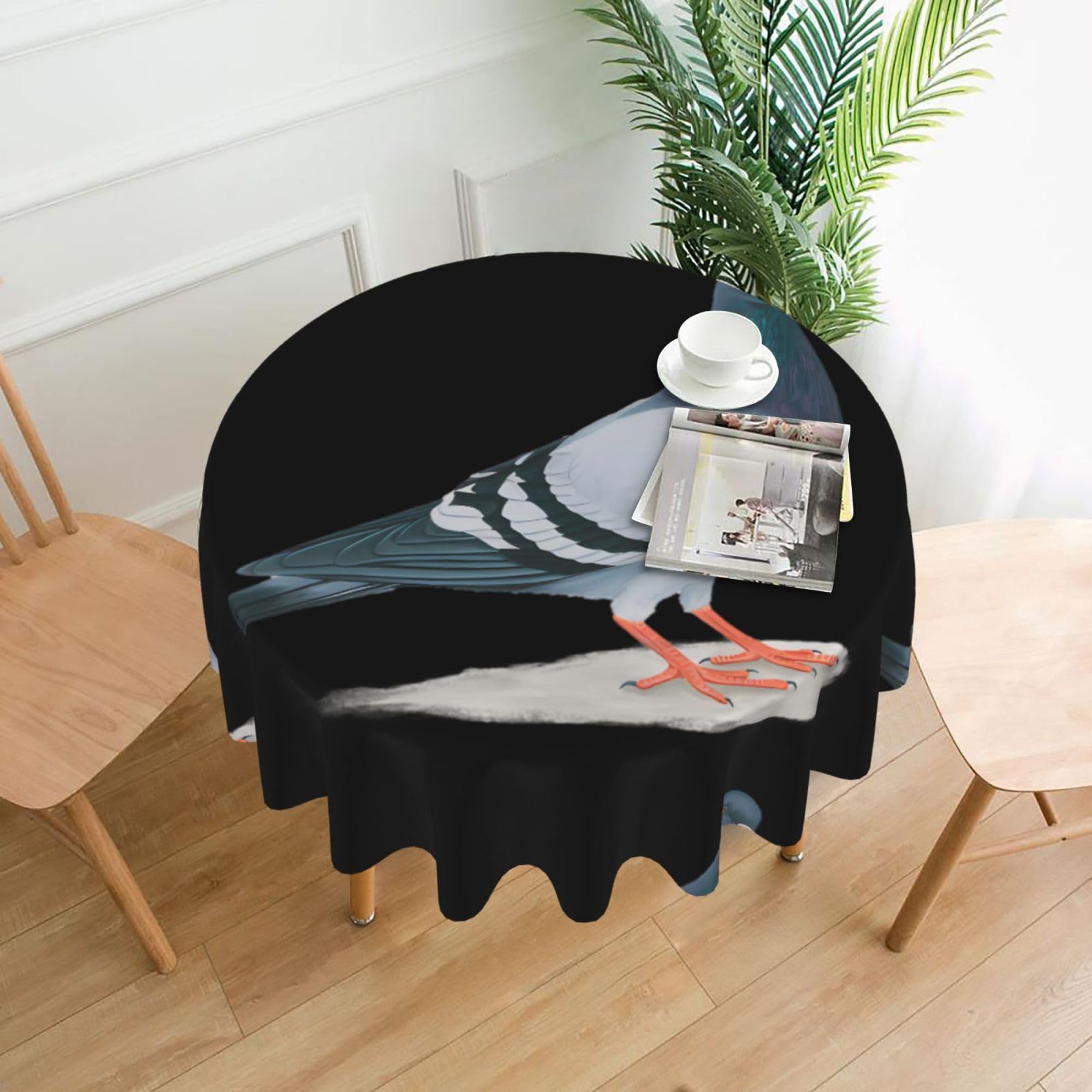 YYHHAOFA Pigeon Prints Round Decorative Tablecloth 60in - High-Grade Polyester Throw for Dining Tables, Parties, & Outdoor Events