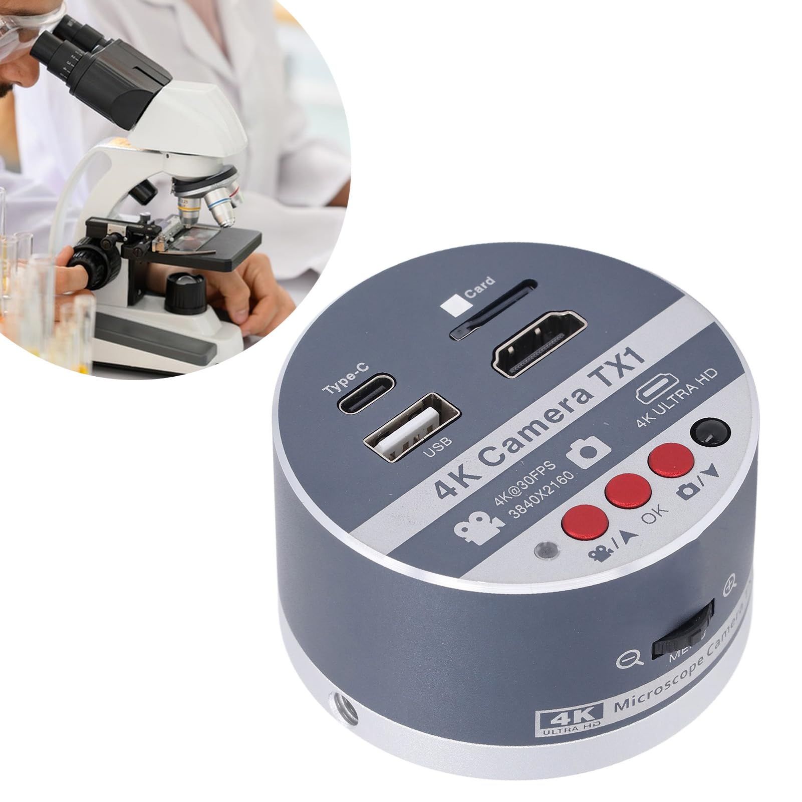 Naroote Videocamera Fotografica, 1/1.8 - -sensor IMX678 Modulo Lente Microscopio per Osservazione dell'oggetto (Spina europea)